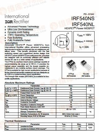  irf510开启电压「irf540n开启电压」